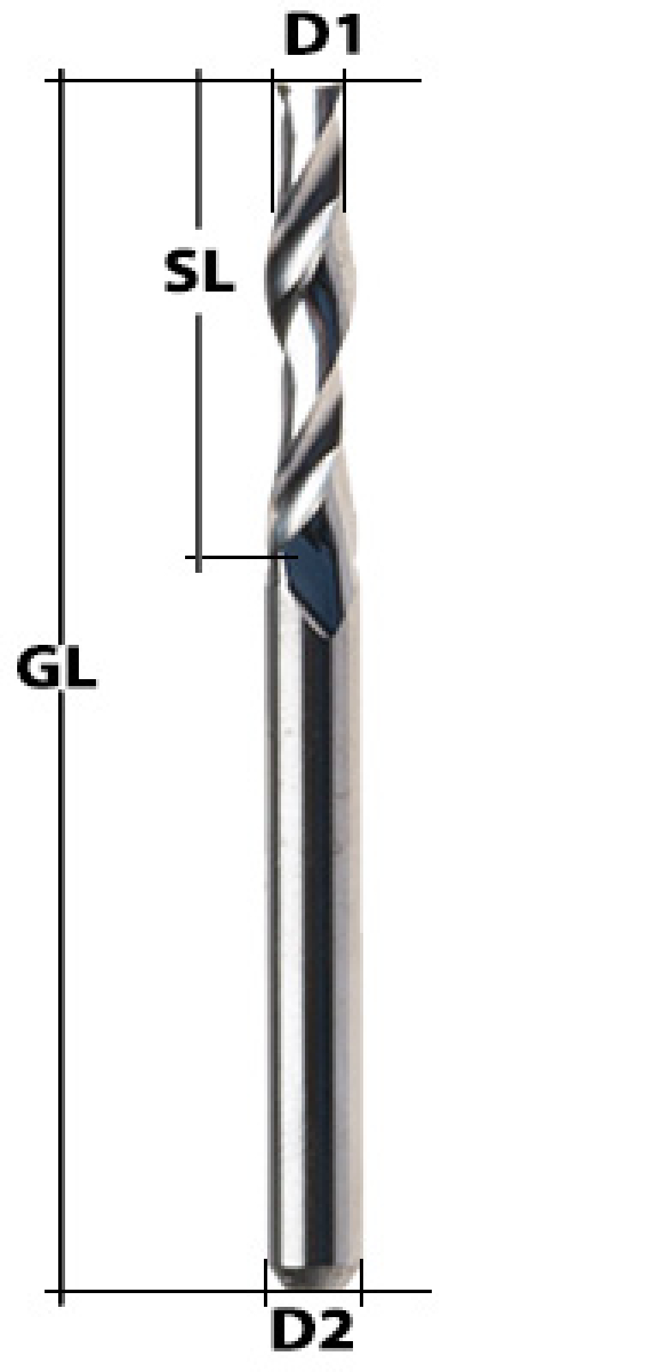 VHM Fräser 2-Schneider ALU Ø 1,5 mm lang