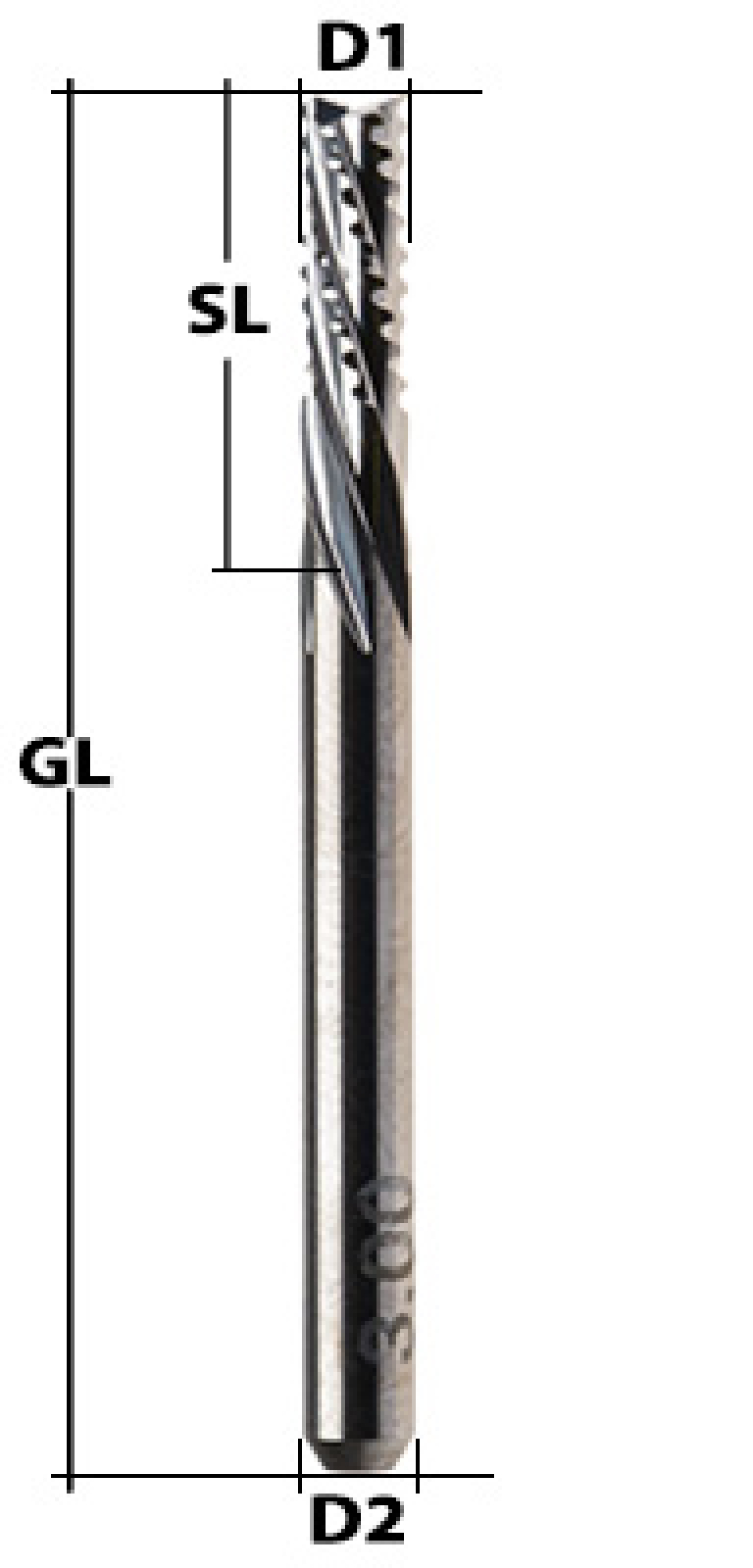 End Mill Spiral Toothed Ø 2 mm downcut