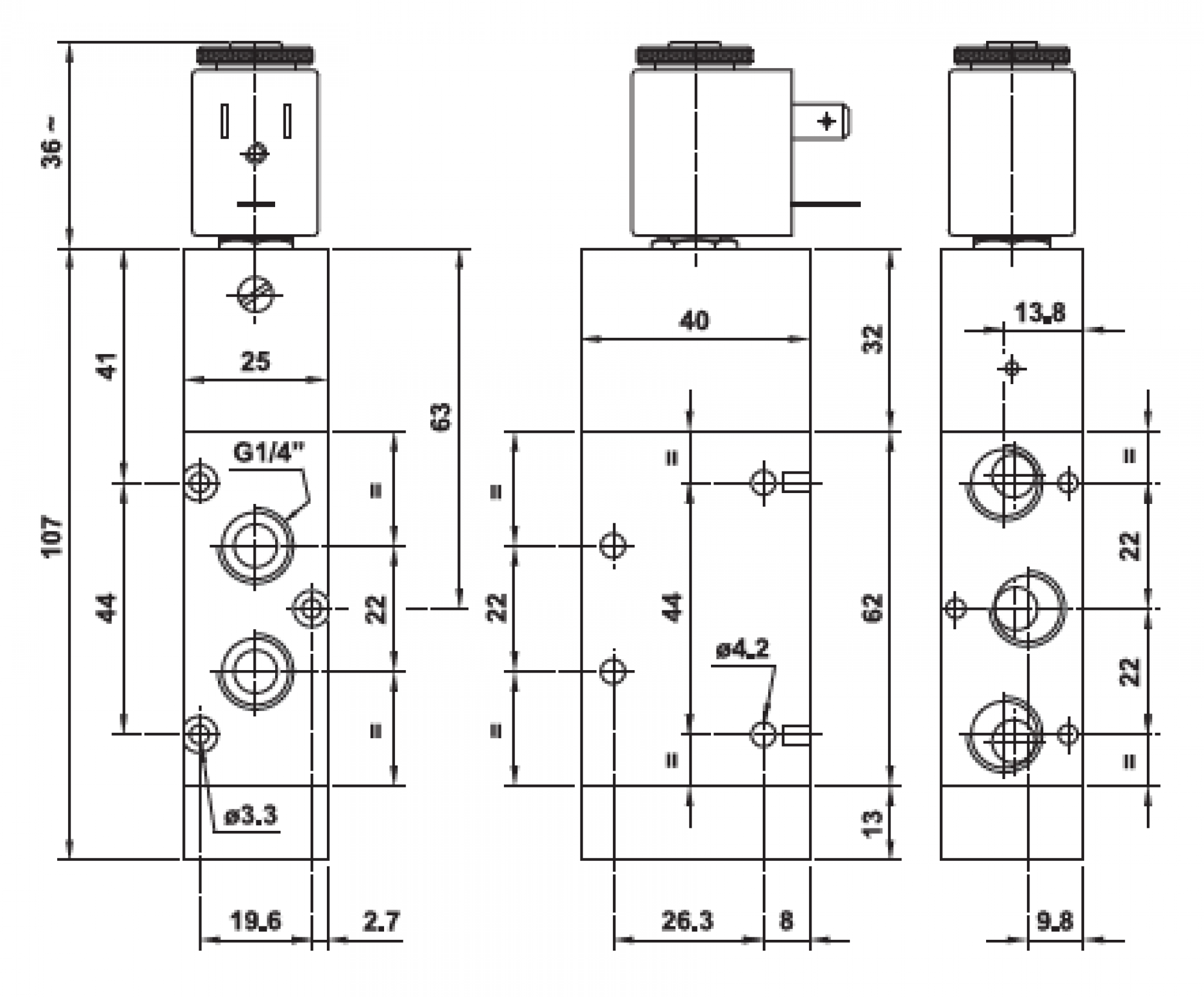 24 V Magnetventil 1/4" 5/2