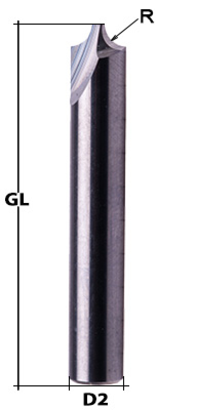 VHM Viertelkreisfräser Z2 R 0,5 mm Ø 6 mm