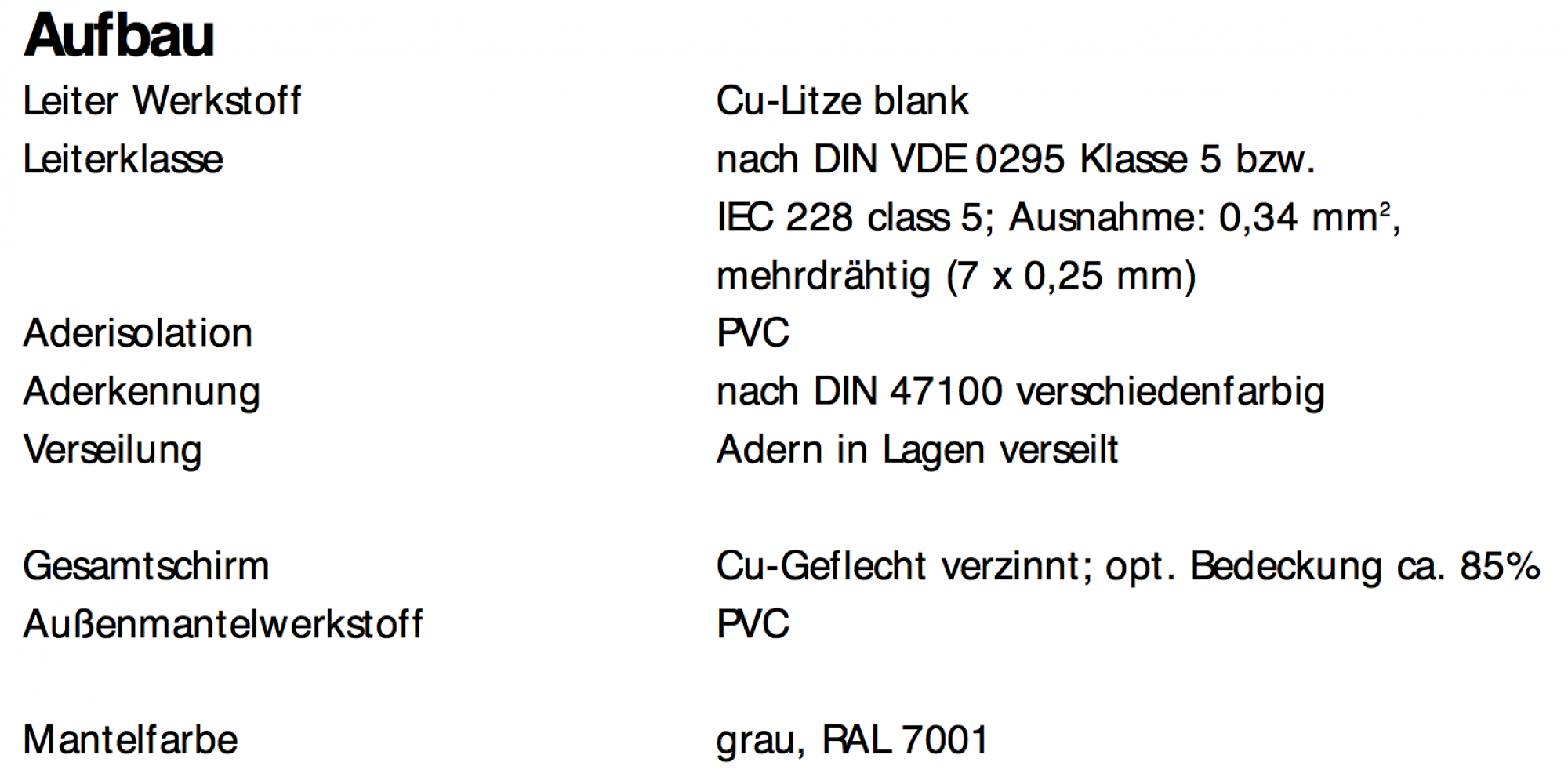 Control Cable 6 x 0.14 mm²