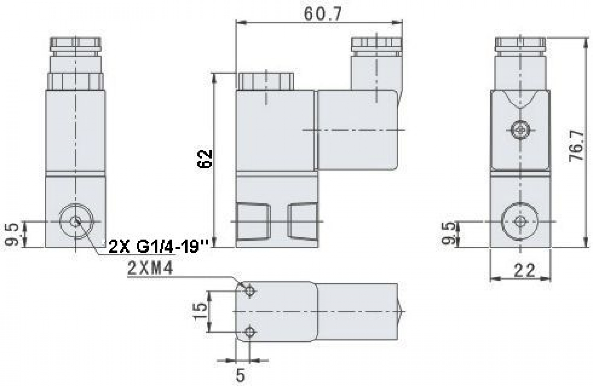 230 V Solenoid valve 1/4" 2/2