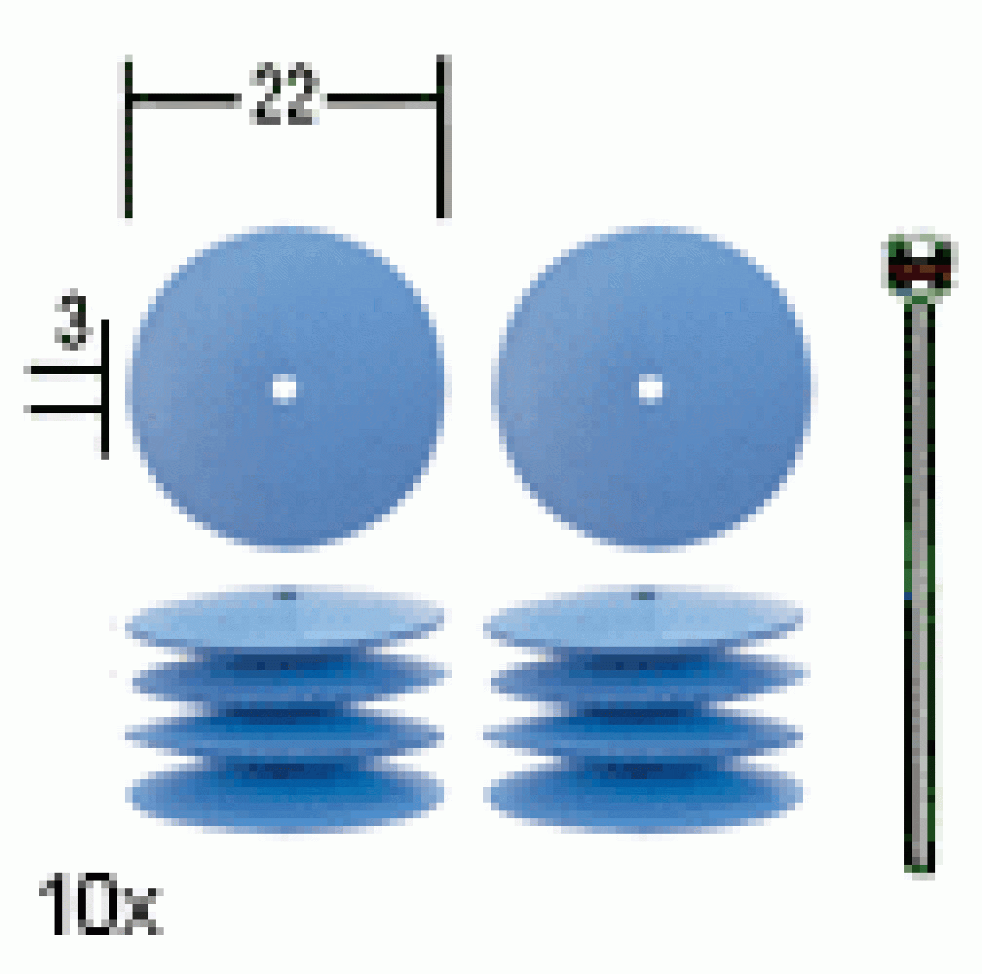 Silicone polishing wheel lens D 22 mm, 10 pieces with carrier