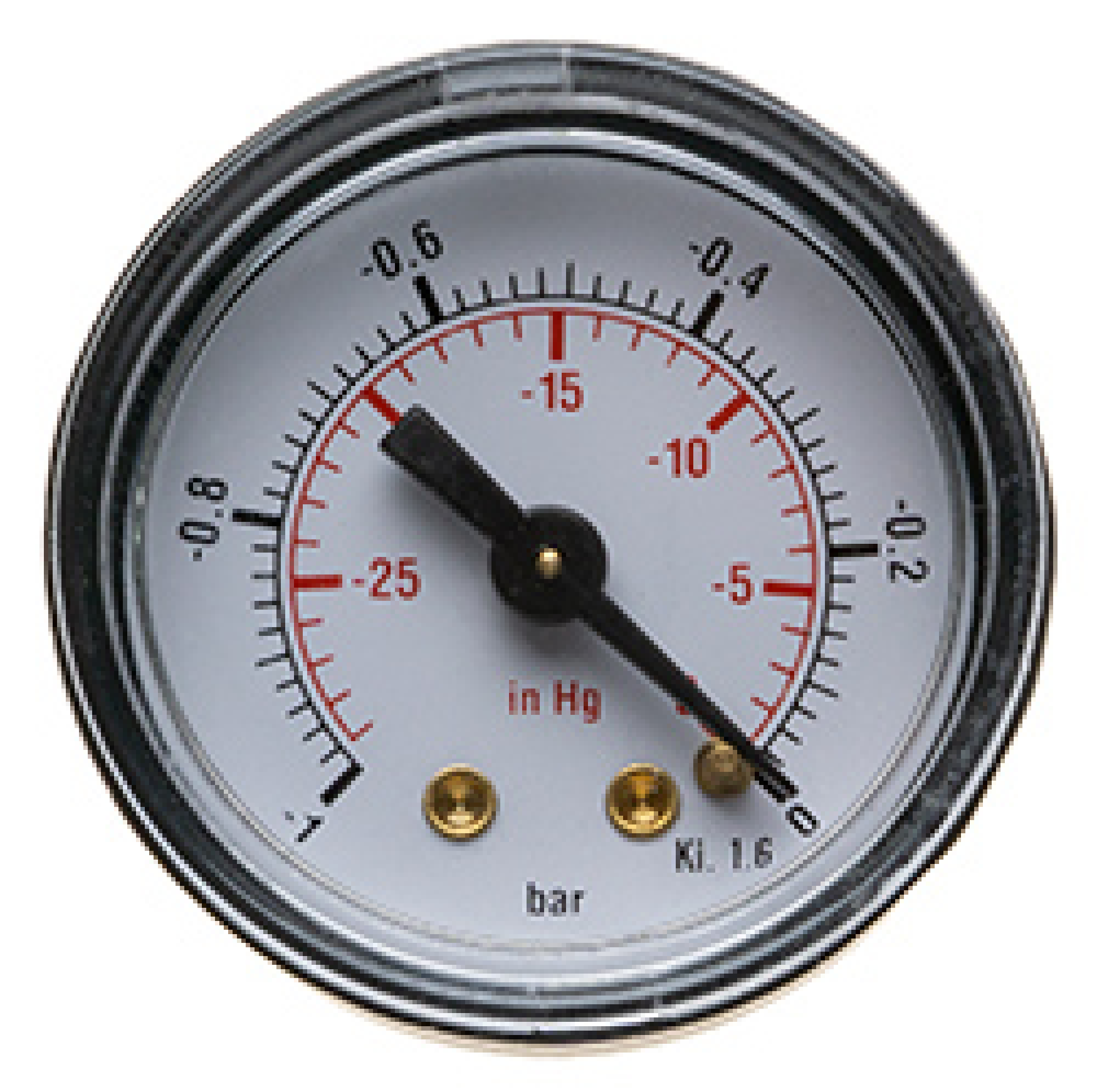 Bourdon tube pressure gauge - vacuum