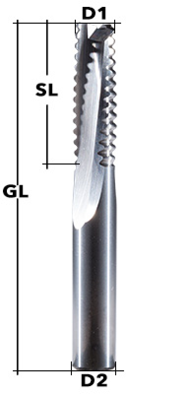 VHM-Schrupp-Schaftfräser Z2 Ø 10 mm Holz