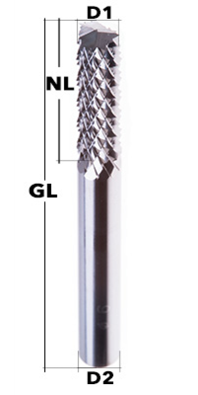 END Mill Z2 Ø 6 mm Diamond Toothed