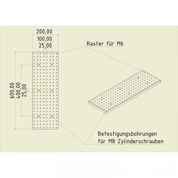 Stahl Gewinderasterplatte 6020