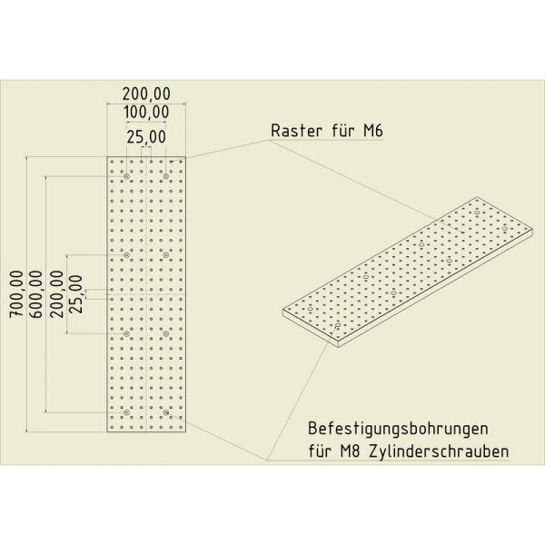 Stahl Gewinderasterplatte 7020