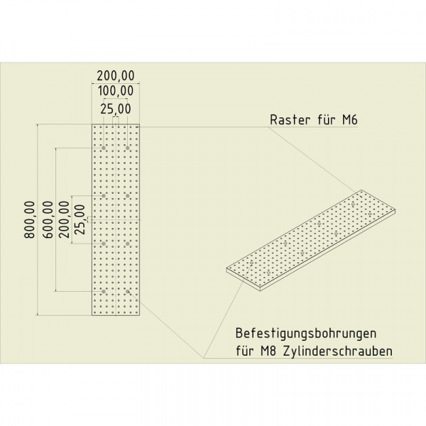 Stahl Gewinderasterplatte 8020