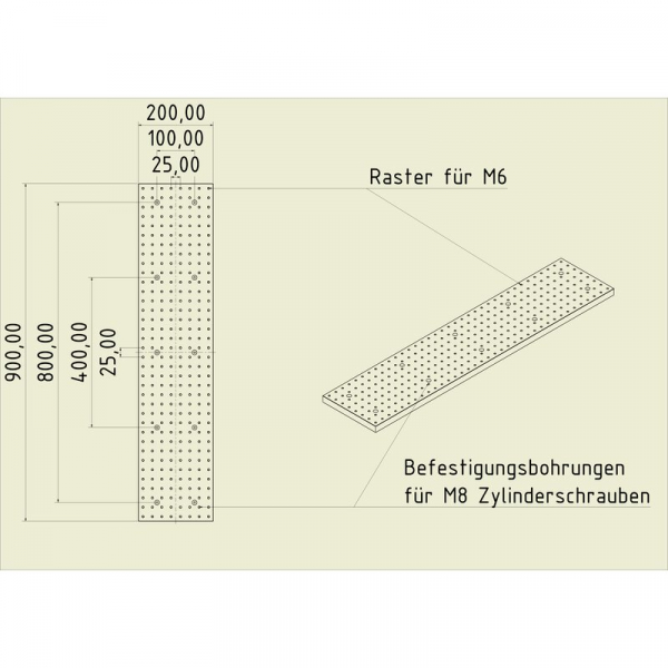 Stahl Gewinderasterplatte 9020