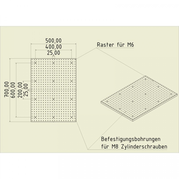 Stahl Gewinderasterplatte 7050