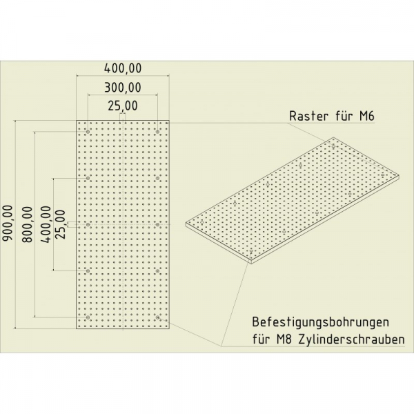 Stahl Gewinderasterplatte 9040