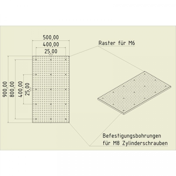 Stahl Gewinderasterplatte 9050