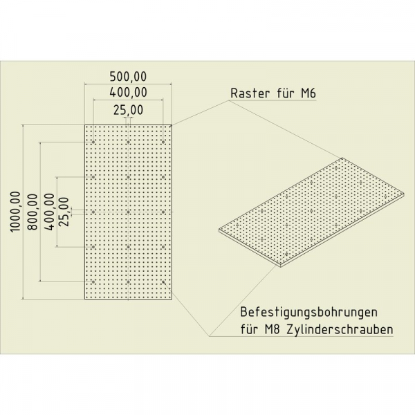 Stahl Gewinderasterplatte 10050