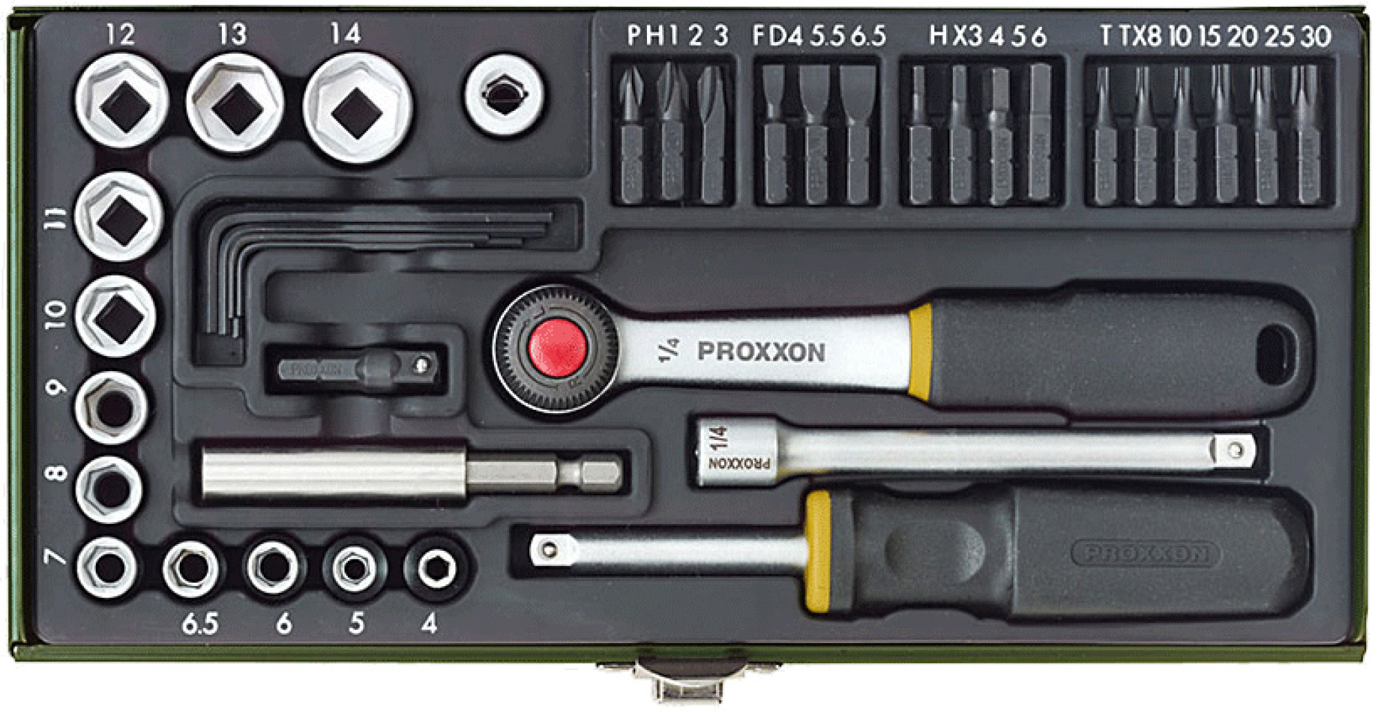 39-piece screwdriver set with 1/4" ratchet and magnetic holder