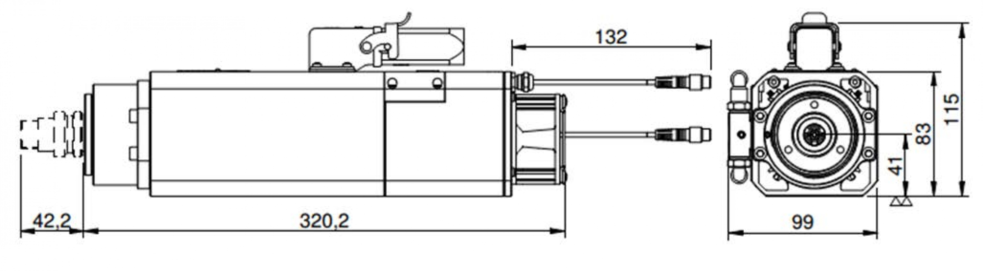 HF-Werkzeugwechselspindel Teknomotor ATC41 | 24.000 U/min | 1,1 kW | ISO 20 | 230 V