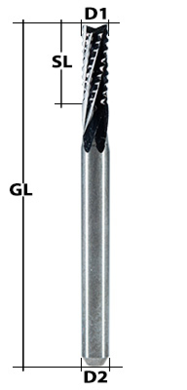 End Mill Spiral Toothed Ø 2.4 mm optimized geometry