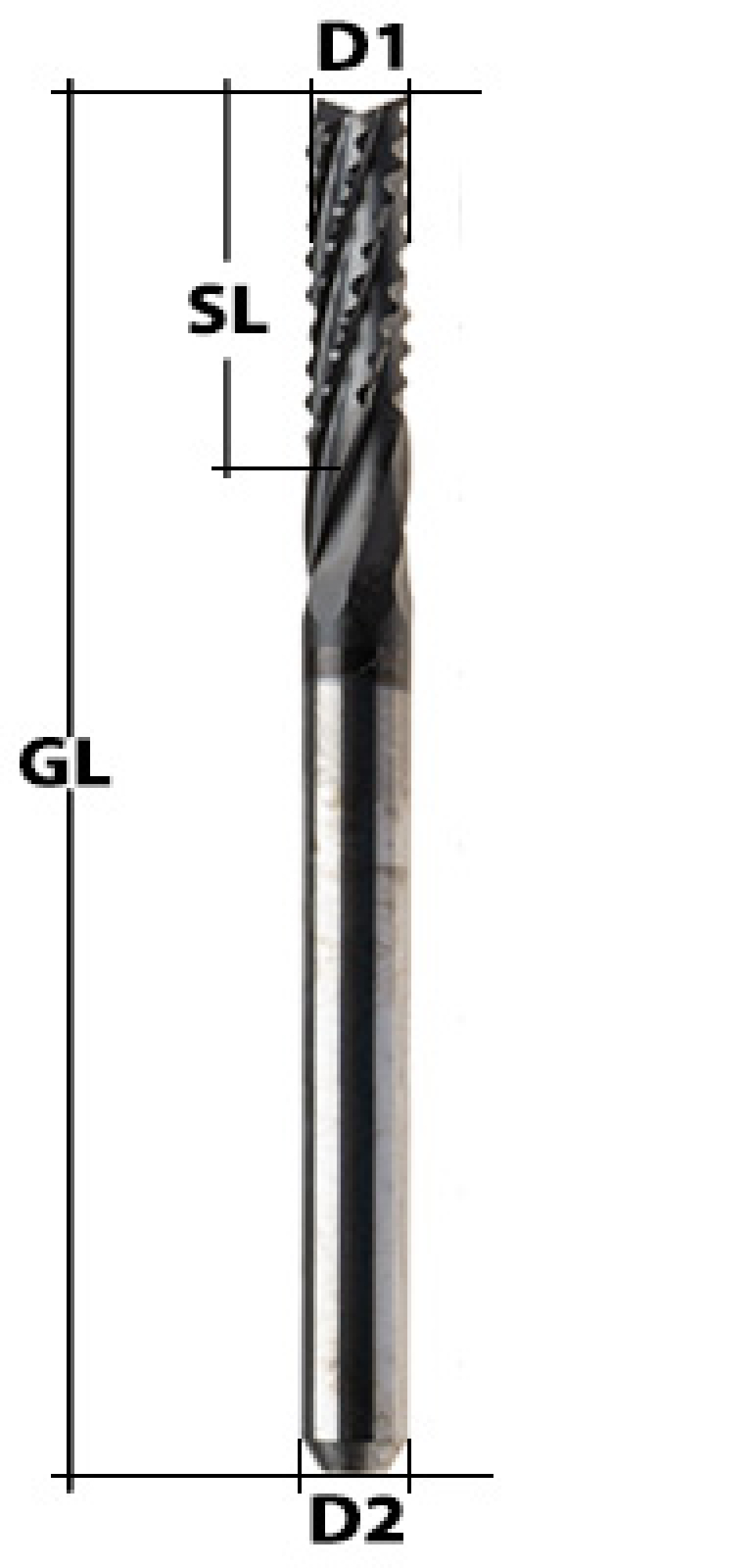 End Mill Spiral Toothed Coatetd Ø 2 mm optimised geometry