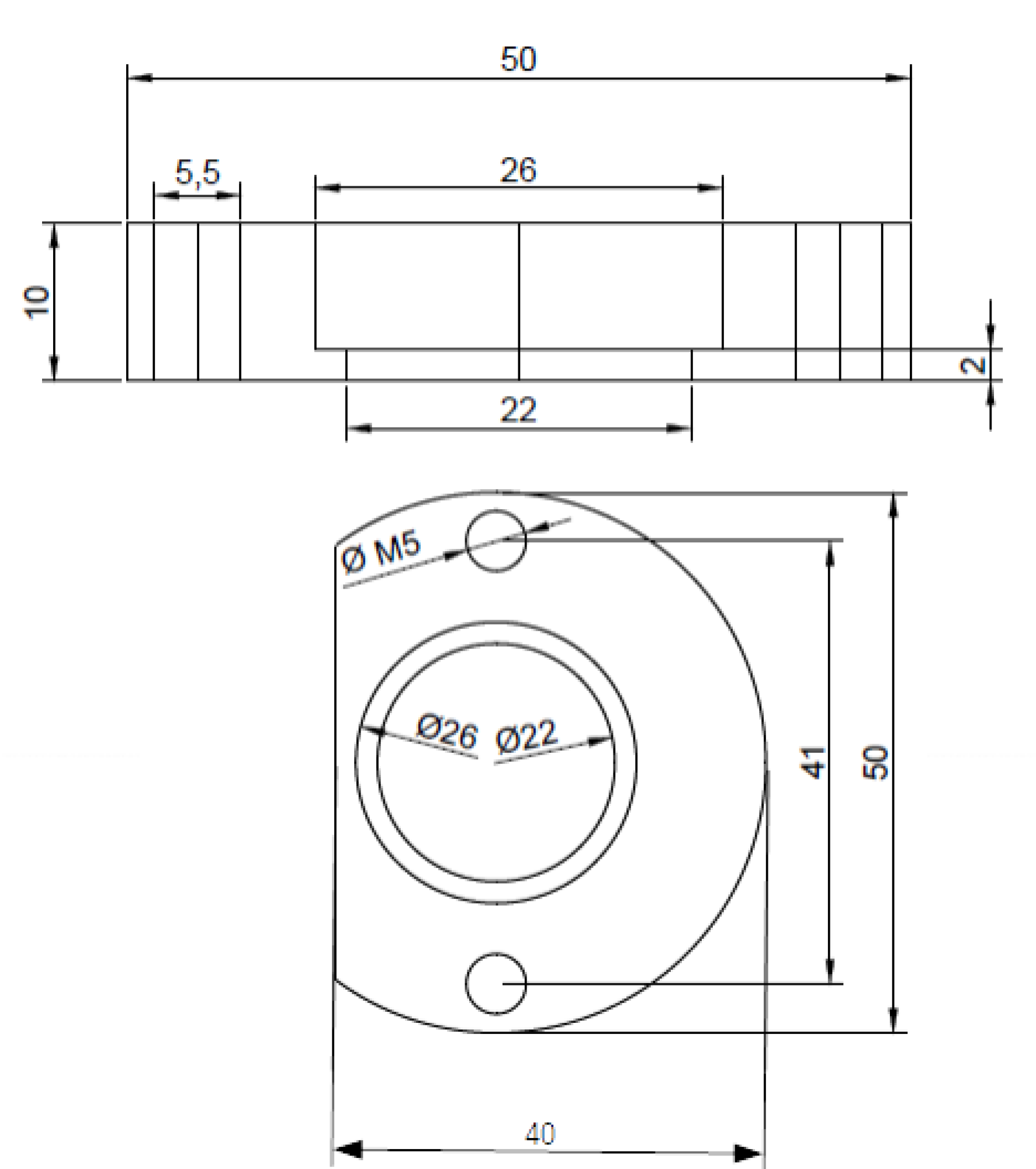Floating bearing housing machined with 1 ball bearing for 16 mm spindle