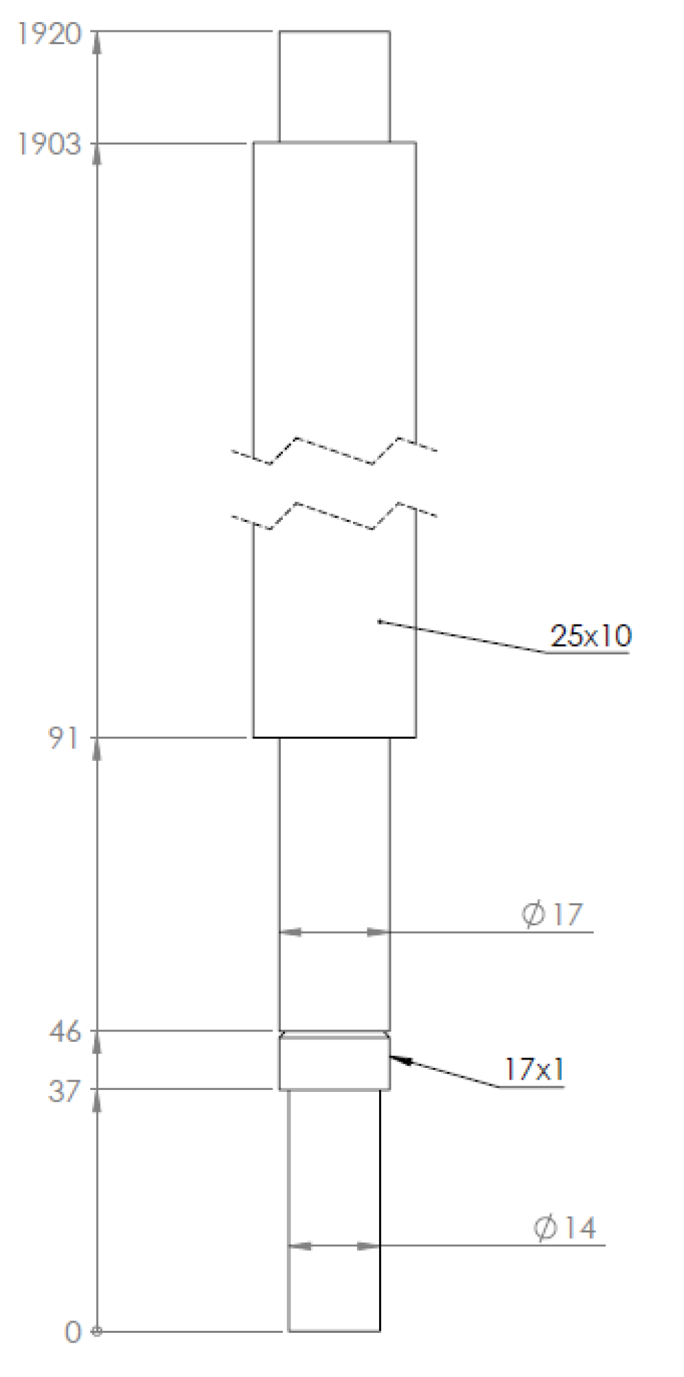 Kugelumlaufspindel 25 x 20 Länge: 2023 mm