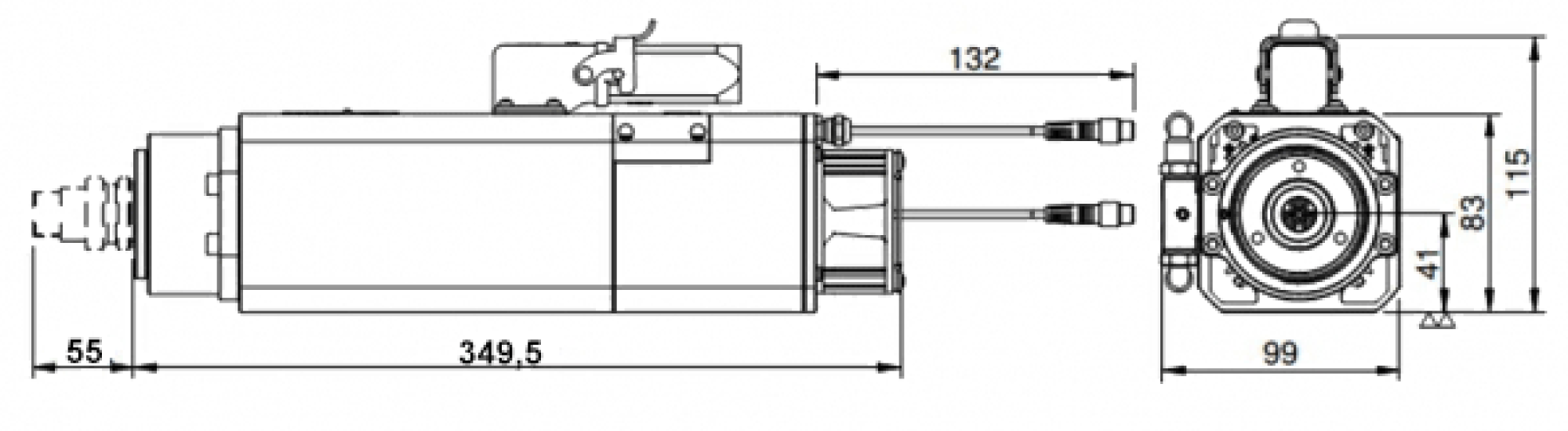 HF-Werkzeugwechselspindel Teknomotor ATC41 | 30.000 U/min | 2,2 kW | ISO 20 | 230 V