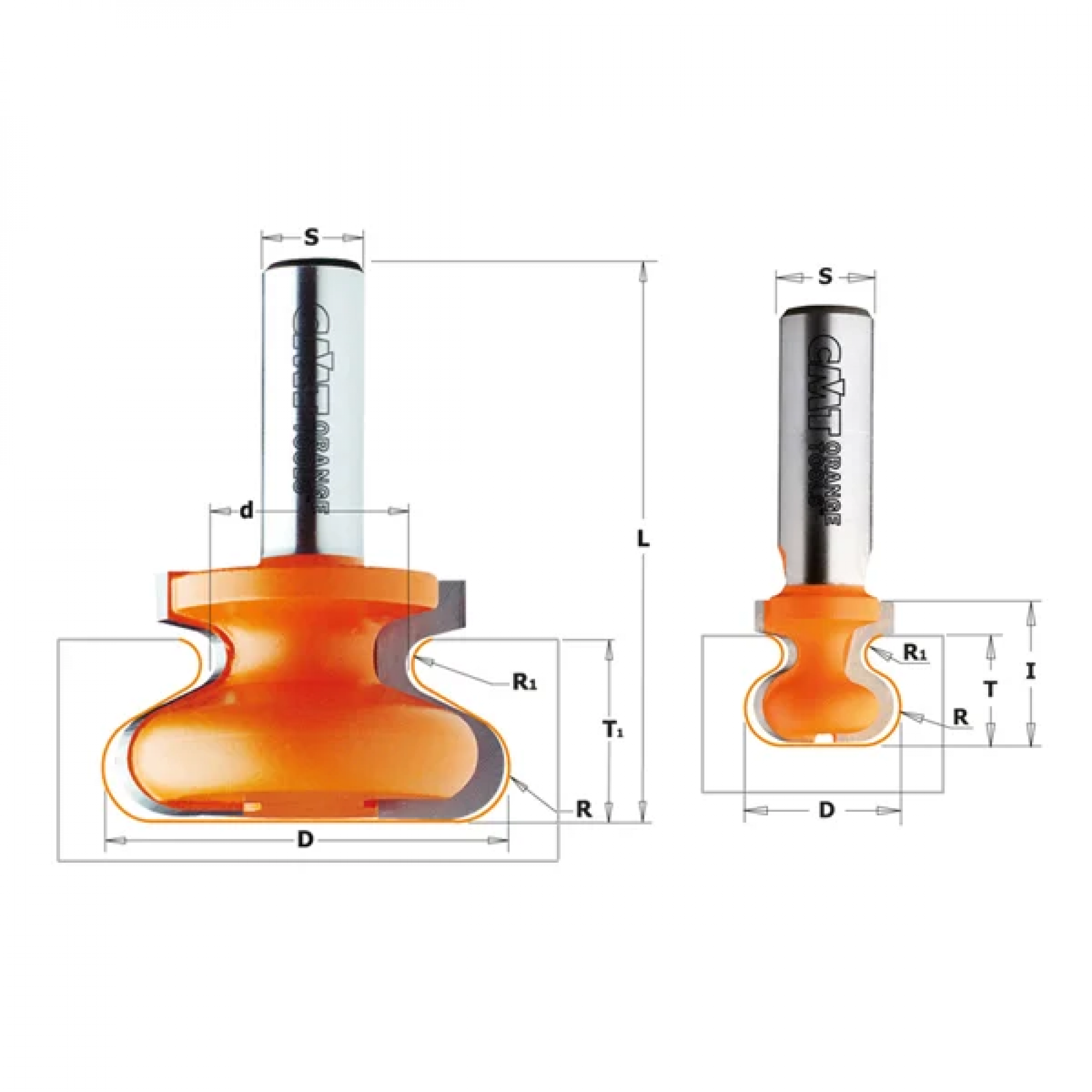 Griffleistenfräser Ø 38,1 mm, Schaft Ø 8 mm, Länge 55,5 mm