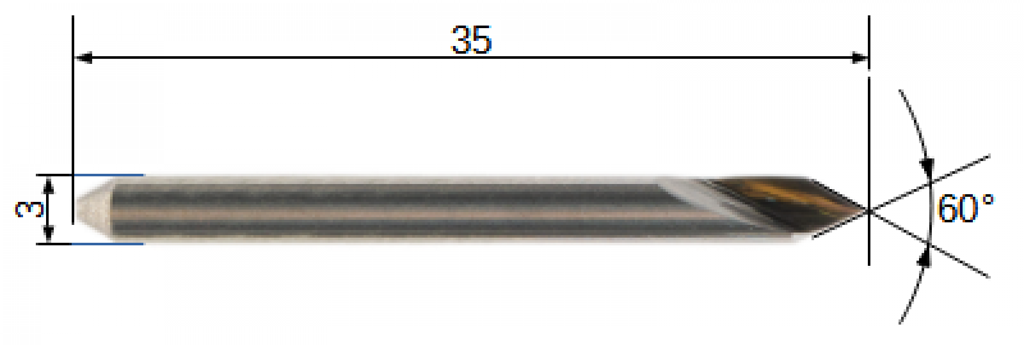 Solid carbide 60° Engraver Ø 3 mm with Ø 0.2 mm cutting point