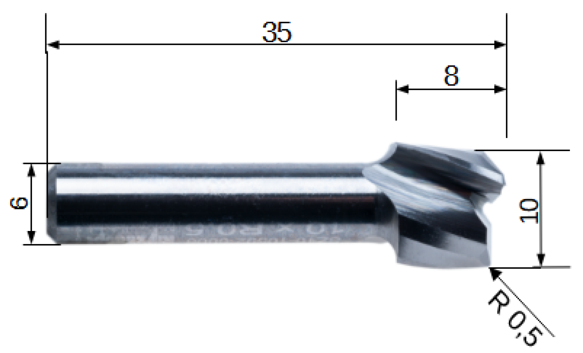 VHM Planfräser 10 mm Eckradius 0,5 mm