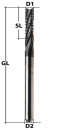 End Mill Spiral Toothed Coatetd Ø 1 mm optimised geometry